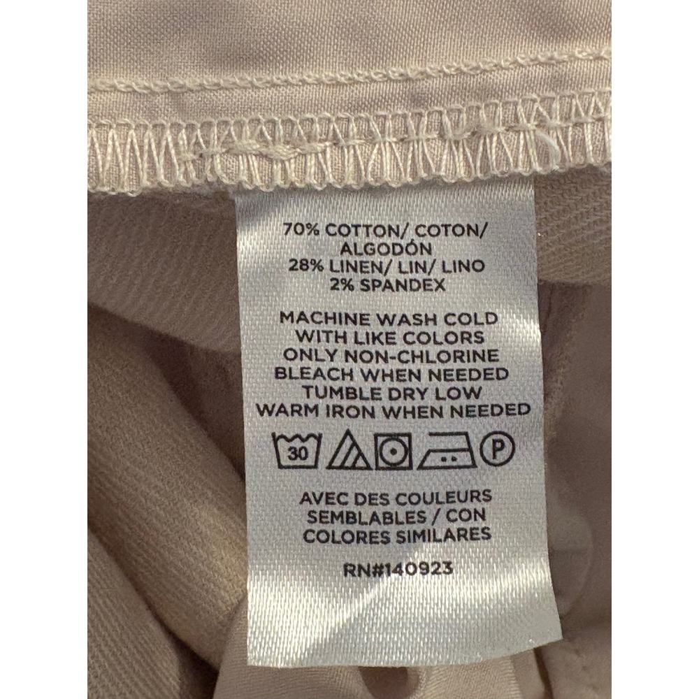 LOFT The Devin Slim Beige Cotton Linen Blend Tie Waist Ankle Pants Size 14 - Picture 6 of 6